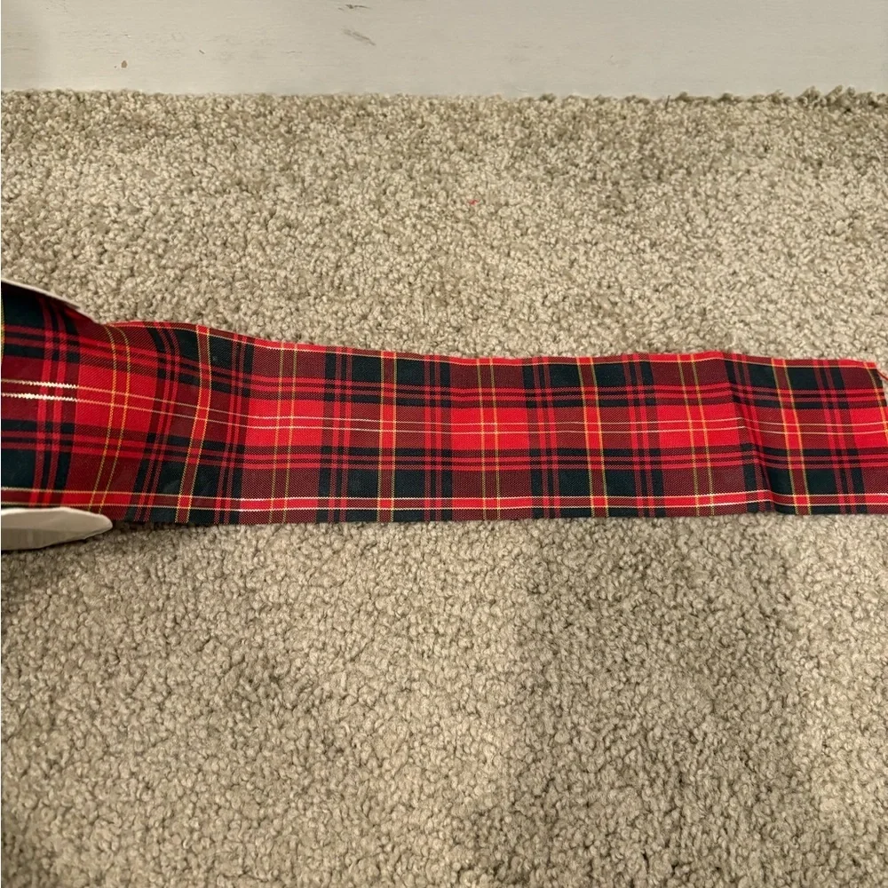 Vintage Made in the USA Red and BlackPlaid Christmas ribbon